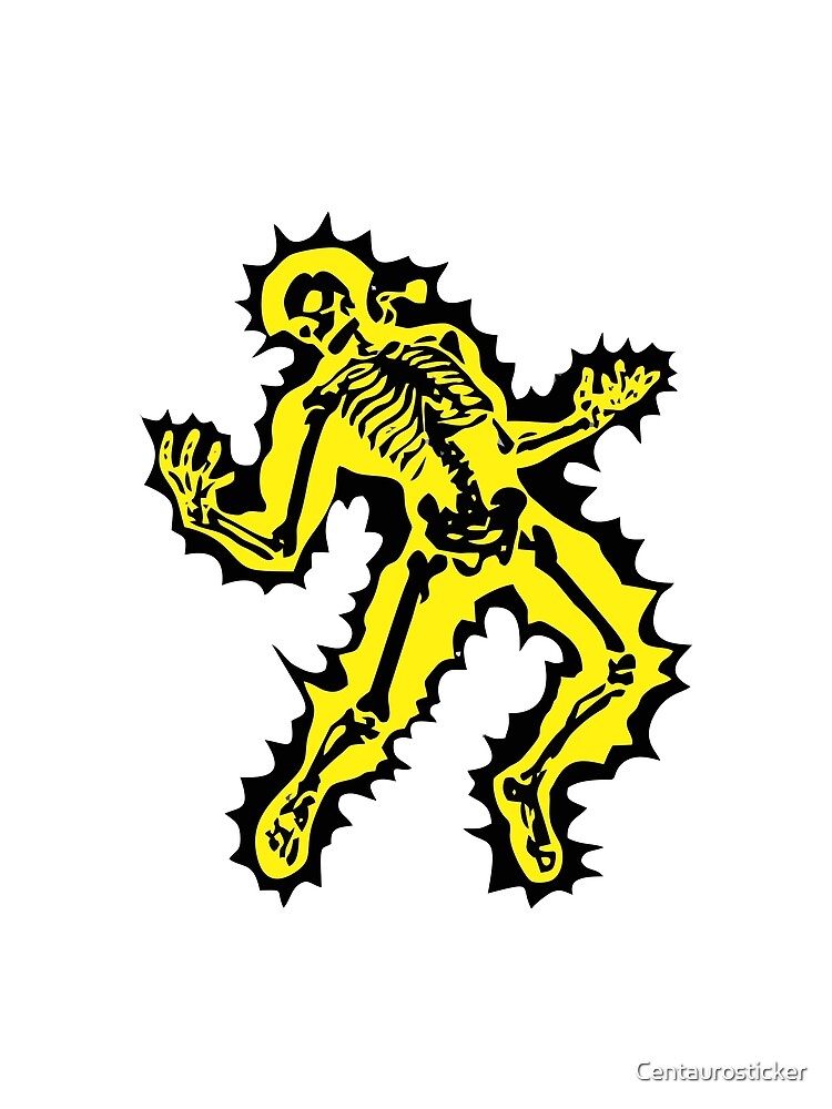 Electric Shock Skeleton Neon Yellow Punk Art by Centaurosticker
