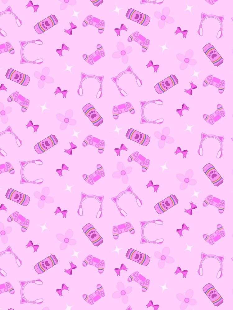 Pastel Pink Gamer Girl Pattern by ShadowiesArt