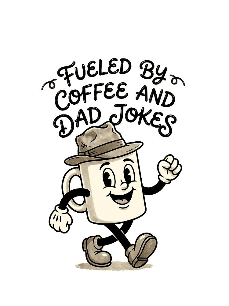 Fueled by Coffee Dad Jokes Rubber Hose Father's Day by TeNovaStudio ⭐⭐⭐⭐⭐
