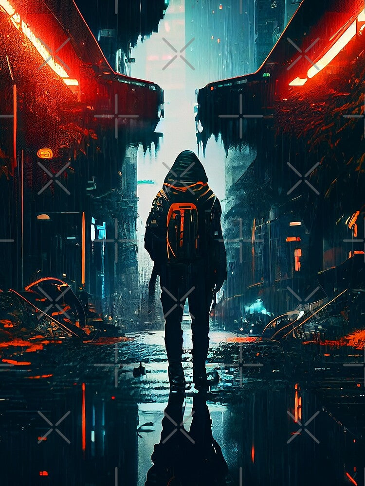 Lonely Rainy Night in Cyberpunk City #2 by Artistic Pandas