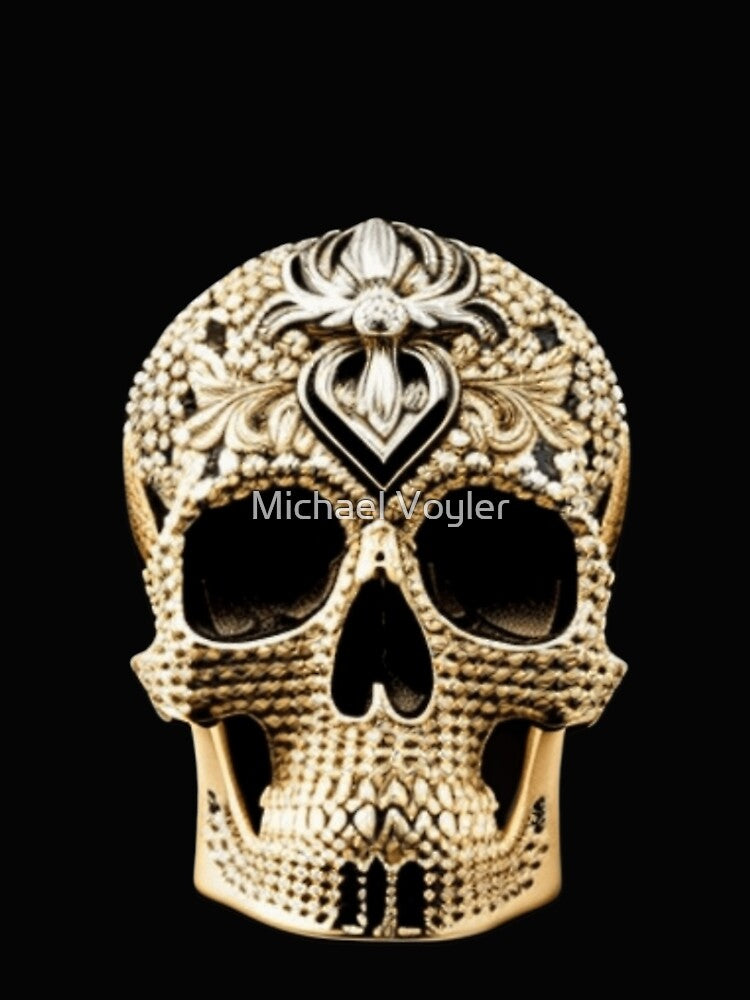 Cool Golden Skull Retro Vintage Design Unique Gift by Michael Voyler