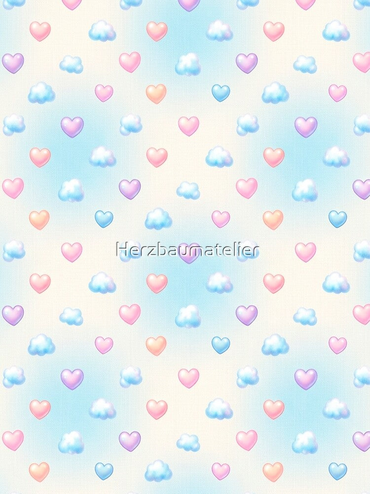Pastel Hearts & Cloud Dream – Gentle Aesthetic Pattern by Herzbaumatelier