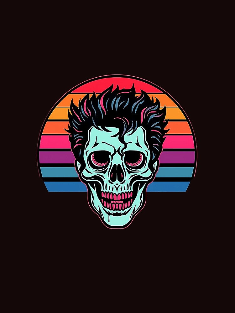 Retrowave Punk Skull - 80s Neon Synthwave & Vaporwave Art by TSE DESIGN