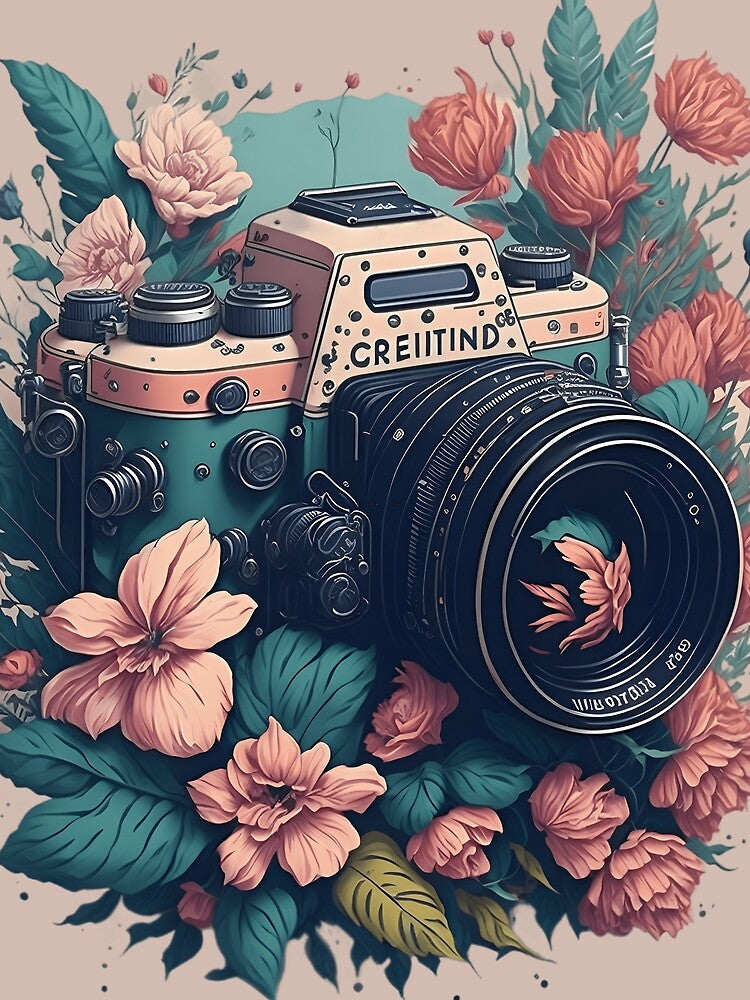 Vintage Camera With Flowers - Vintage by SafiannaSpace