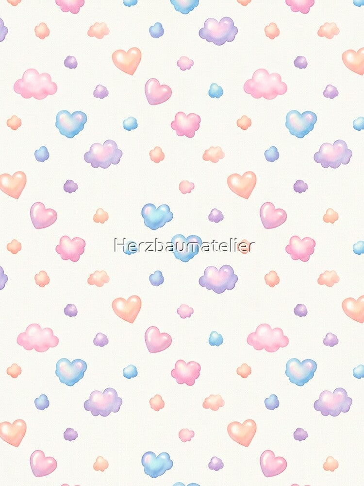 Pastel Hearts & Cloud Magic – Delicate Aesthetic Pattern by Herzbaumatelier