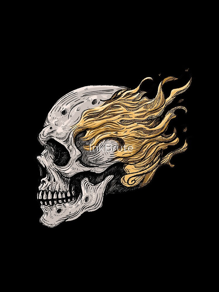 Vintage Flaming Skull Tattoo Graphic by InkBrute
