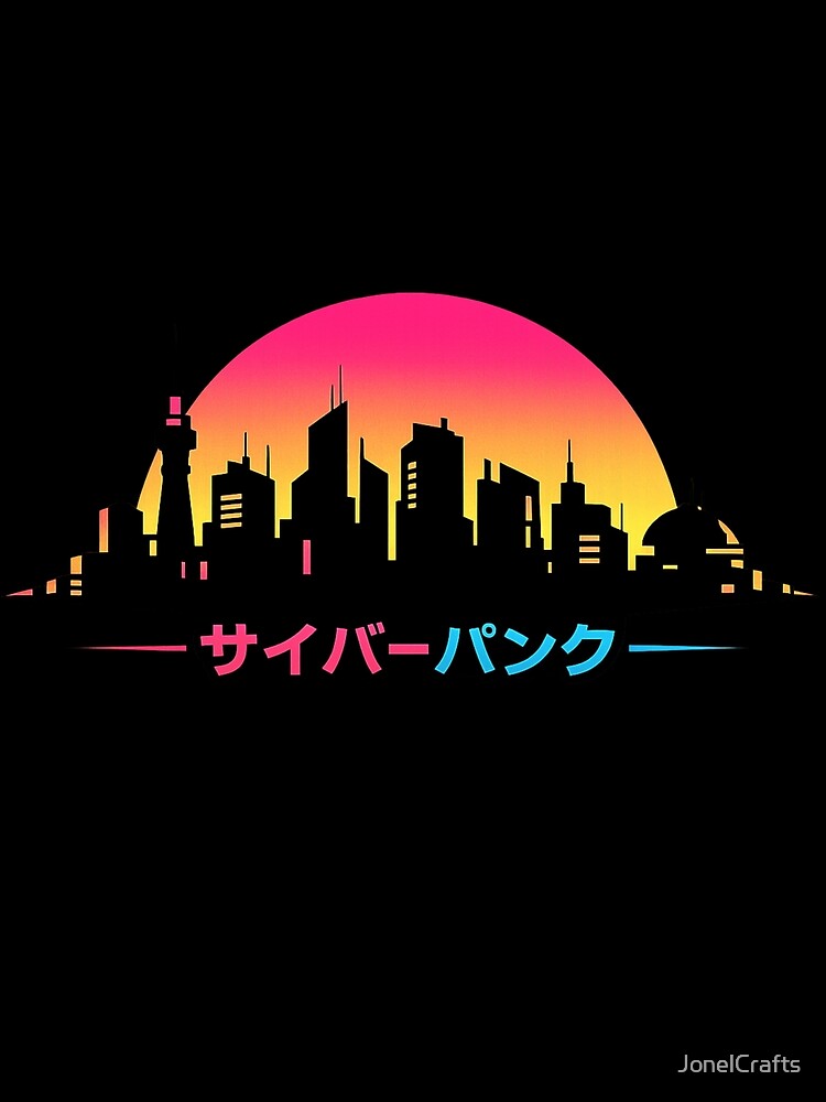Cyberpunk City Sunset Skyline – Retro Futuristic Japanese Neon Aesthetic by JonelCrafts