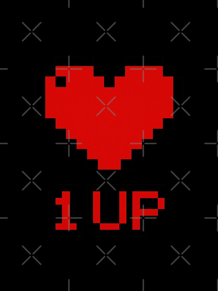 1UP Heart Pixel Art - Retro Gaming Love Extra Life Power Up by CreativeVisionsHub