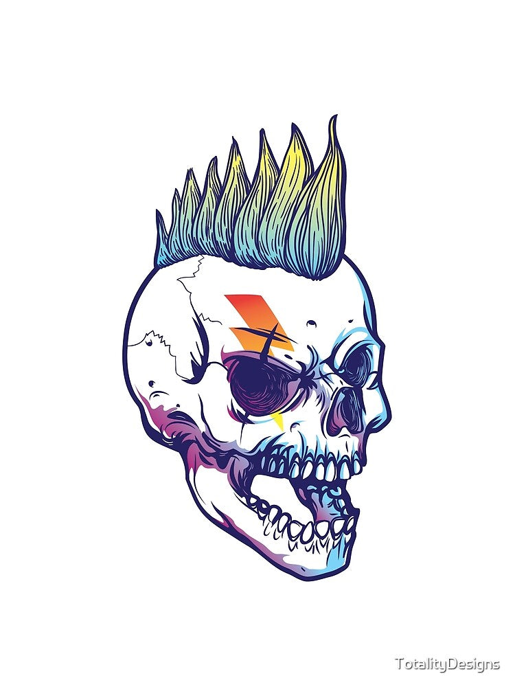 Punk Colorful Skull Mohawk by TotalityDesigns