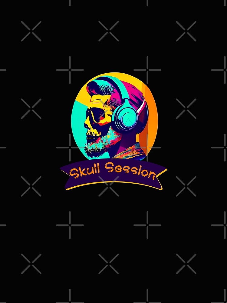 Skull with Headphones Skull Session Retro Vintage Classic Artistic Design by Sanctum Cosmos