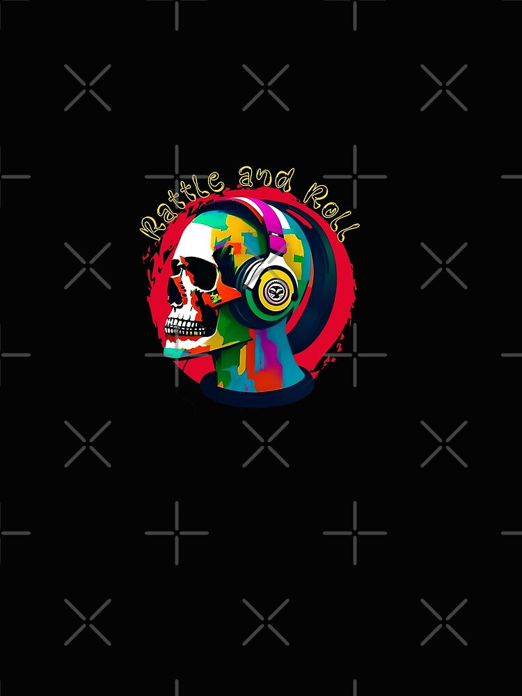 Rattle and Roll Skull with Headphones Artistic Design by Sanctum Cosmos