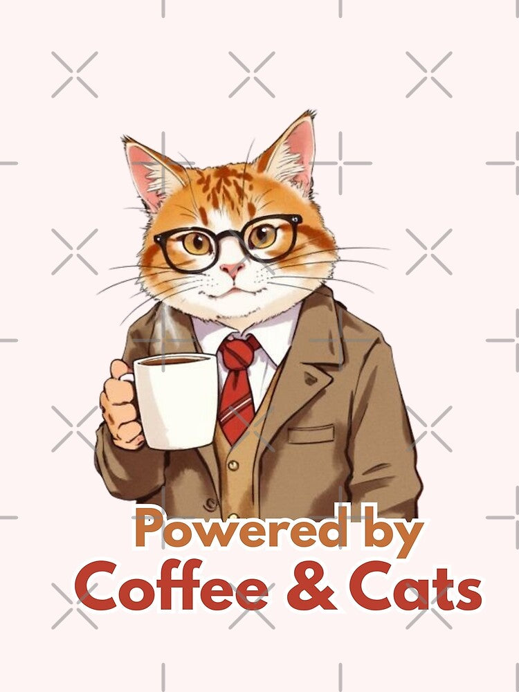 Powered by Coffee & Cats – Cute Cat Illustration Design by Ink & Soul