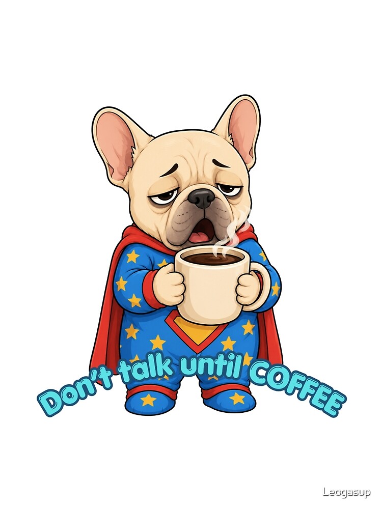 Don't Talk Until Coffee Funny French Bulldog T-Shirt by Leogasup