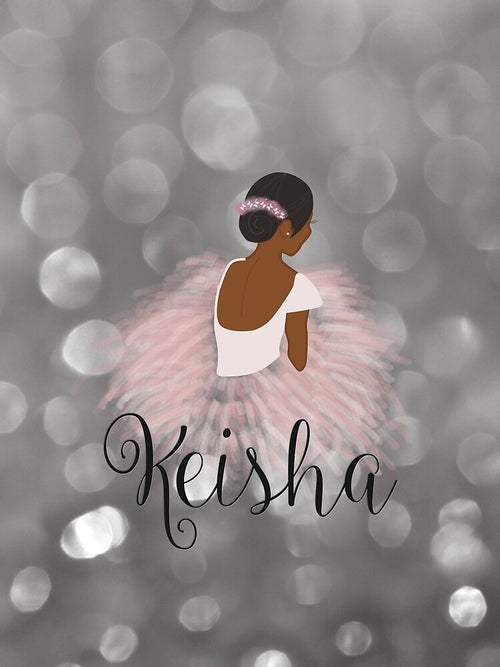 African American Ballerina Dancer Personalized Name KEISHA by umeimages