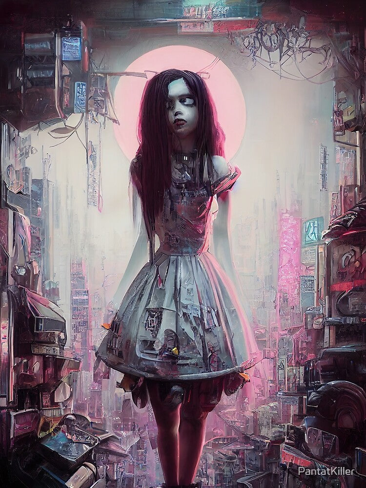 Cyberpunk Lady Style Gothic in Tokyo City Board Art Prints by PantatKiller