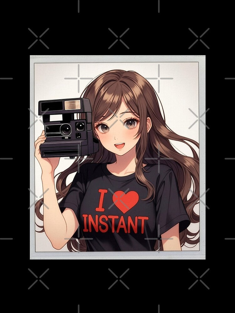 Instant Photography Anime Girl I Love Instant Camera by Amber Sky Creations