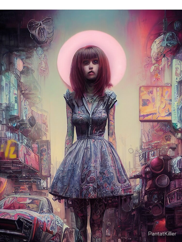 Cyberpunk Girl Style in London City Wall Art Prints by PantatKiller