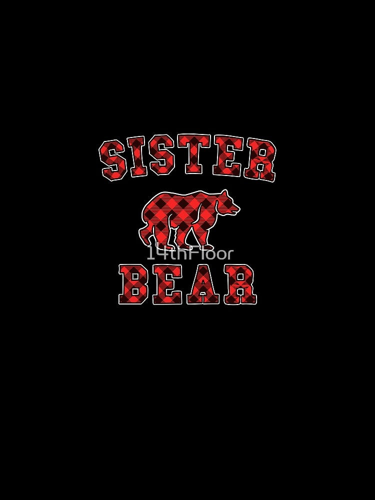 Sister Bear Red Buffalo Plaid Matching Family Christmas by 14thFloor