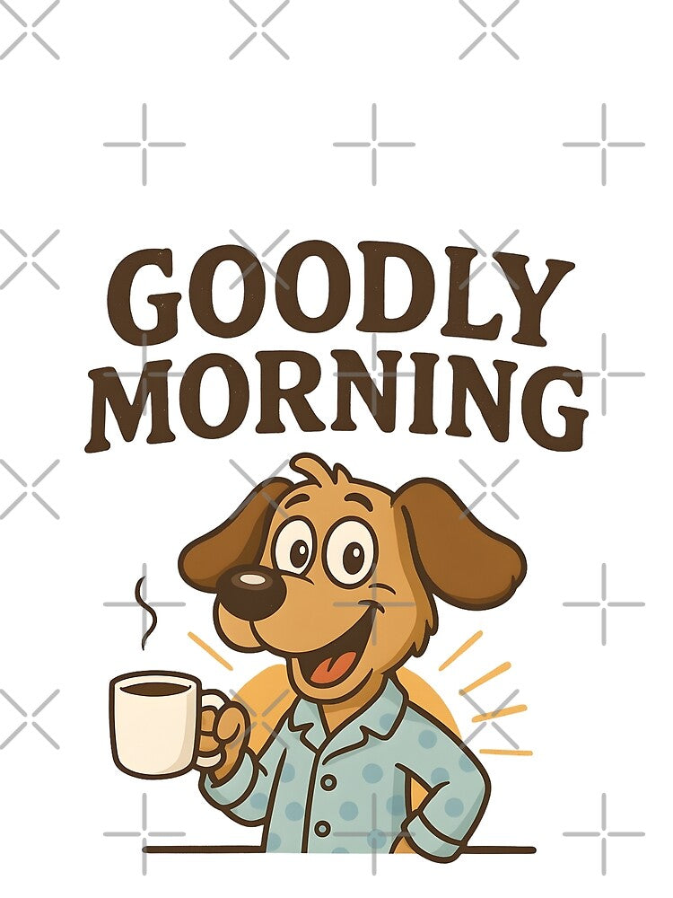 Beagle Dog | “Goodly Morning” Coffee Lover | Cute Cartoon Vintage Style | Cozy Loungewear | Retro Dog Mom Dad by KivaroArt
