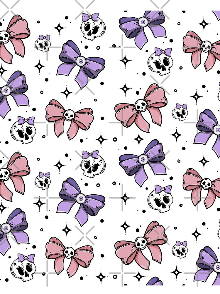 skull and bows print in pastel goth by sofiahawk
