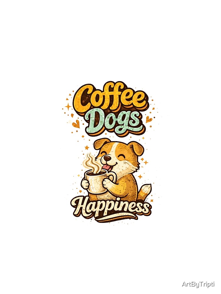 Cute Coffee Dog Shirt- Funny Puppy Drinking Coffee Design for Coffee Lovers & Dog Lovers Gift for T-Shirt, Sticker, iPhone case, cup, bag, hoodie by ArtByTripti