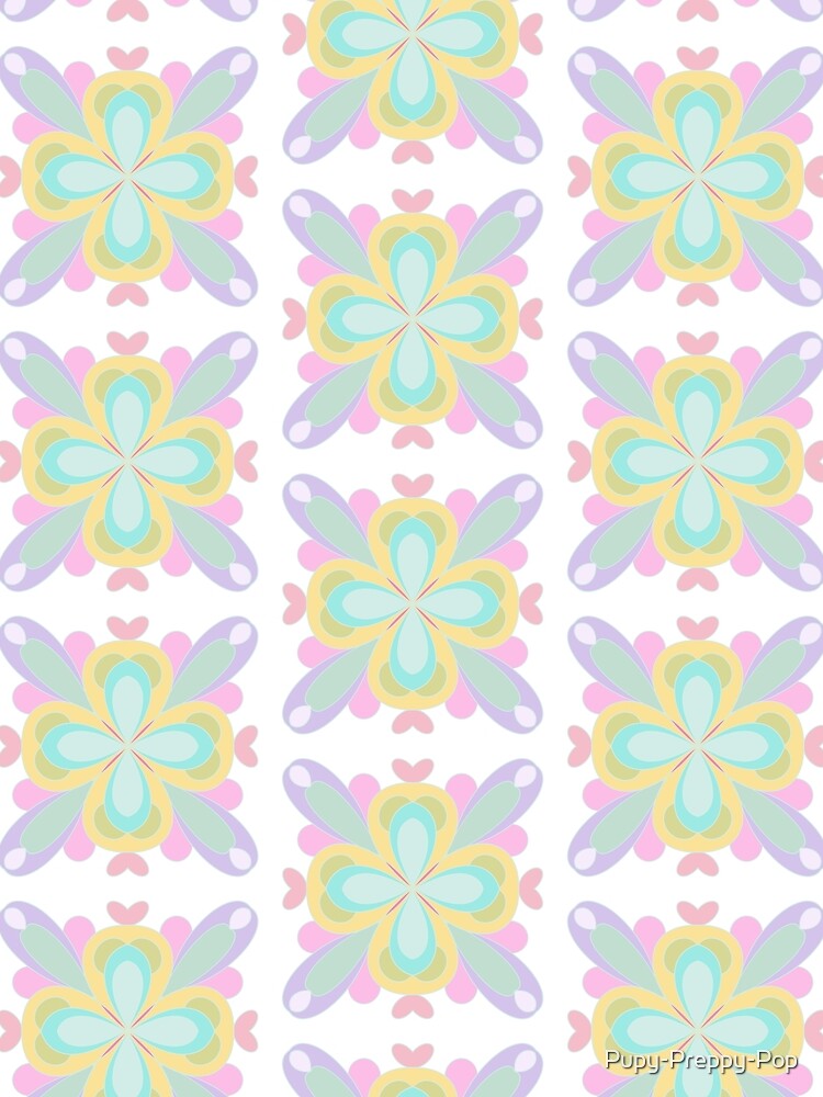 Tesela II - Pastel Geometric Floral Pattern by Pupy-Preppy-Pop