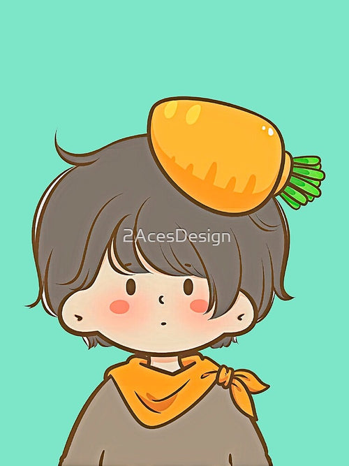 9 - Carrot Boy, cute cartoon COUPLES DESIGN for children, for family, for brother and sister or for best friends. by 2AcesDesign