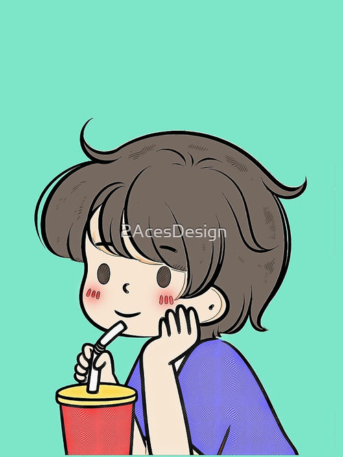 2 - Drinking Cola Boy, cute cartoon COUPLES DESIGN for children, for family, for brother and sister or for best friends. by 2AcesDesign