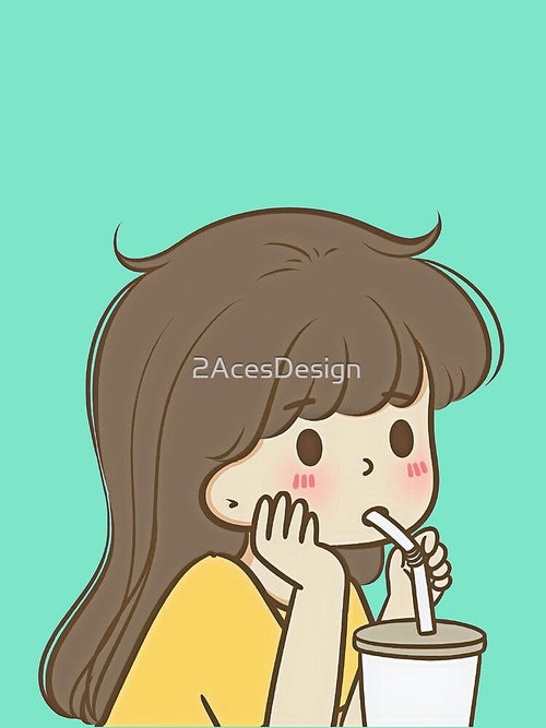 8 - Drinking Girl, cute cartoon couples design for children, for family, for brother and sister or for best friends. by 2AcesDesign