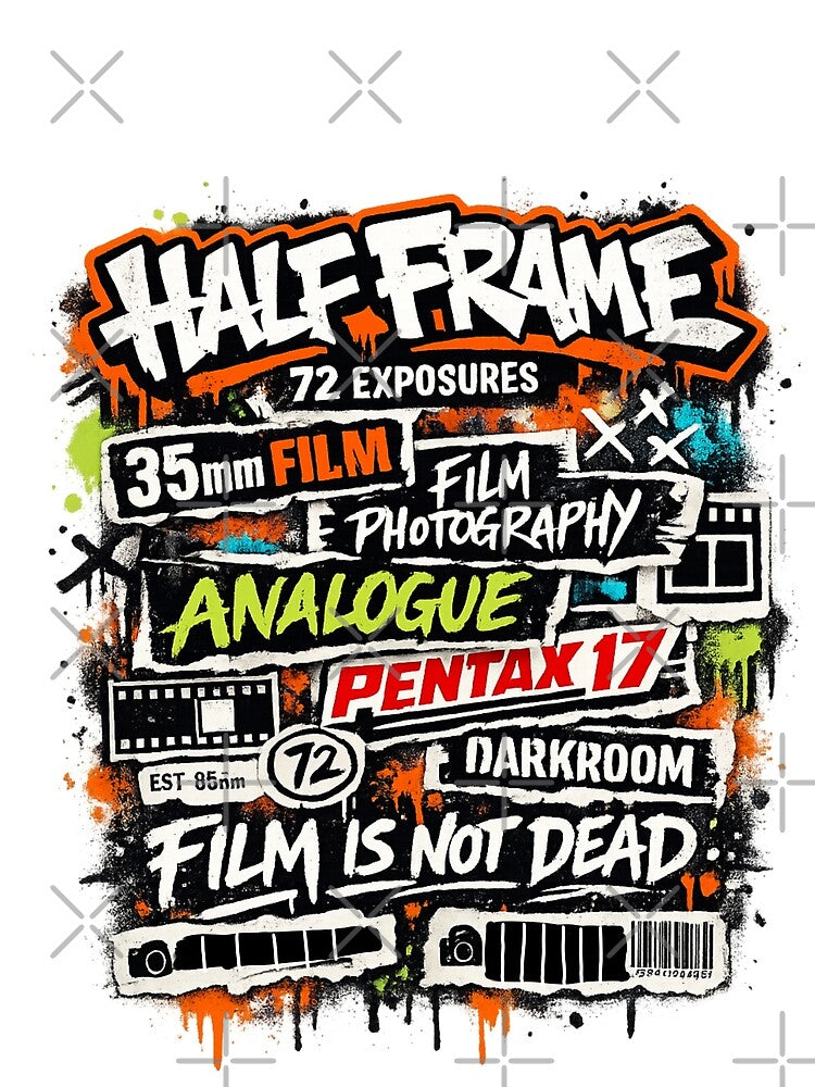Half Frame 35mm Film Graffiti T-Shirt – 72 Exposures Analogue Photography Street A by MAF_Merch