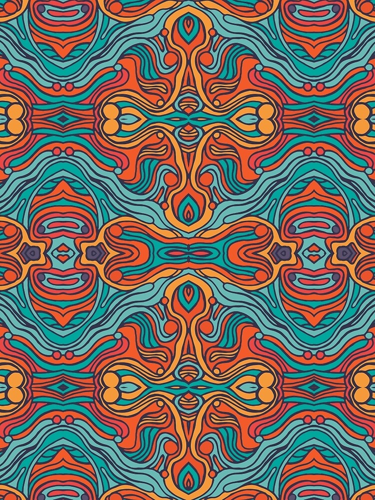 Abstract colorful hand drawn curly pattern design by Somberlain