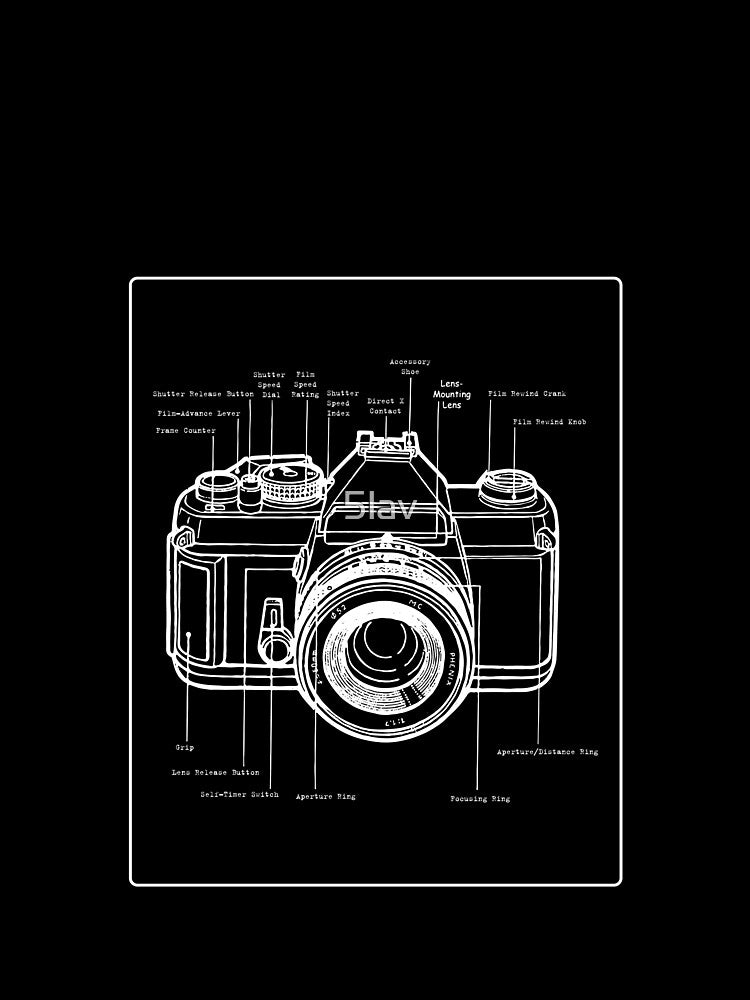 Vintage Film Cameras - Photography Lover Gift T-Shirt Camera Blueprint Design by 5lav