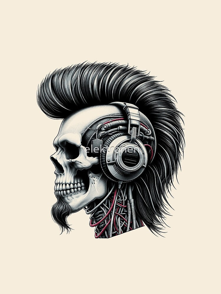 Skull wearing Headphones #24 by elektronen