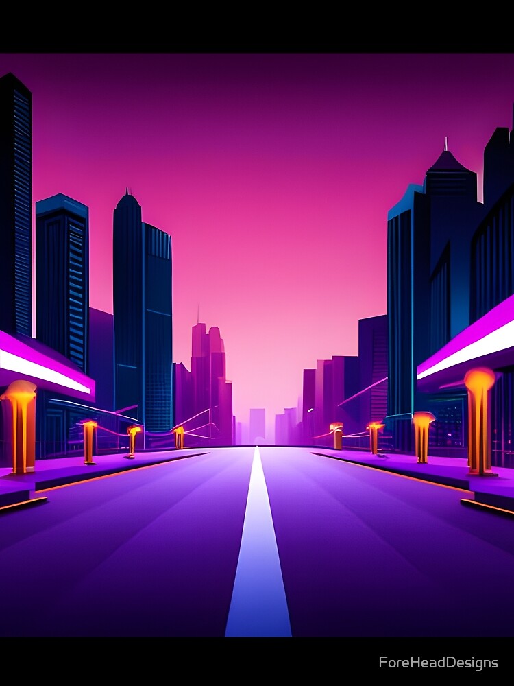 Neon City Street at Dawn | Cyberpunk by ForeHeadDesigns