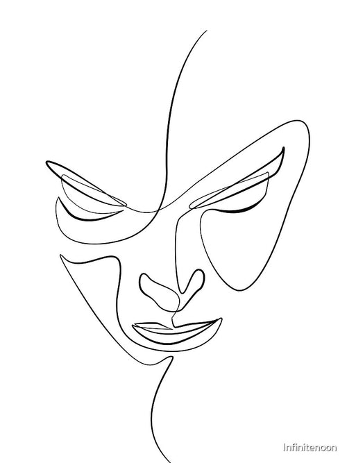 "Looking Down" Abstract One Line Face by Infinitenoon
