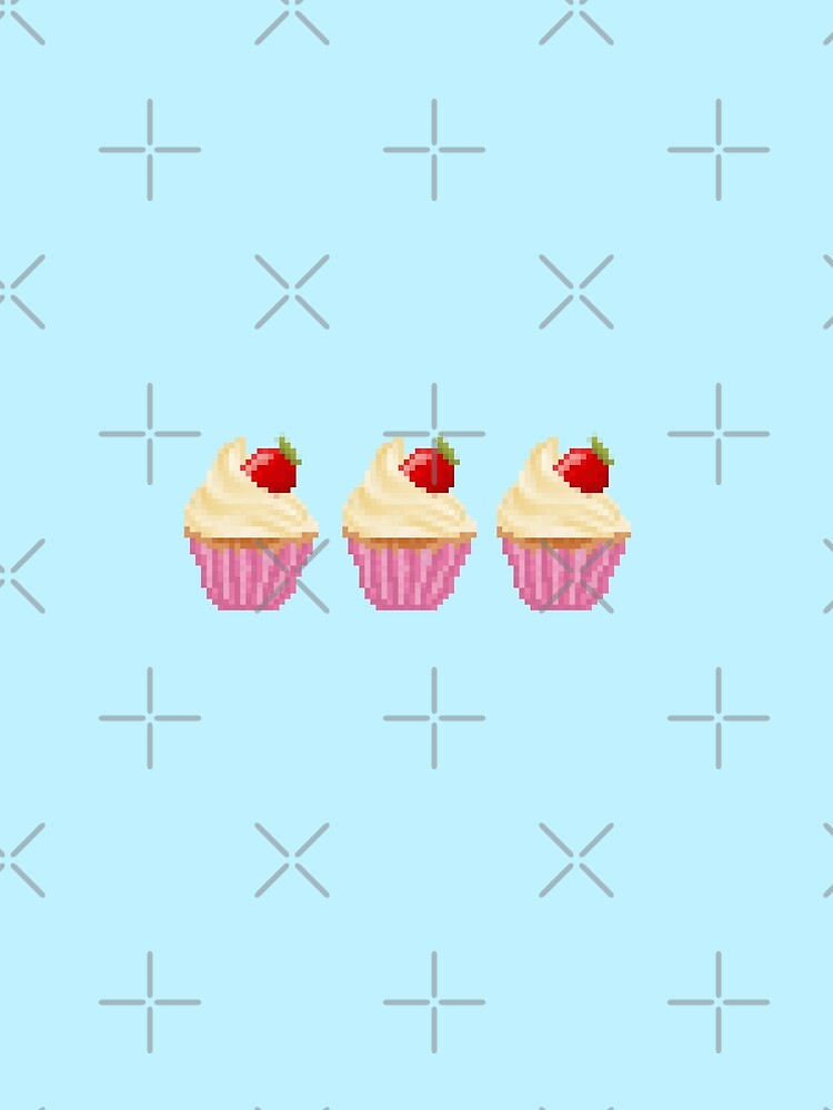 Retro Pixel Vanilla Strawberry Frosted Cupcakes by 8BitTrip