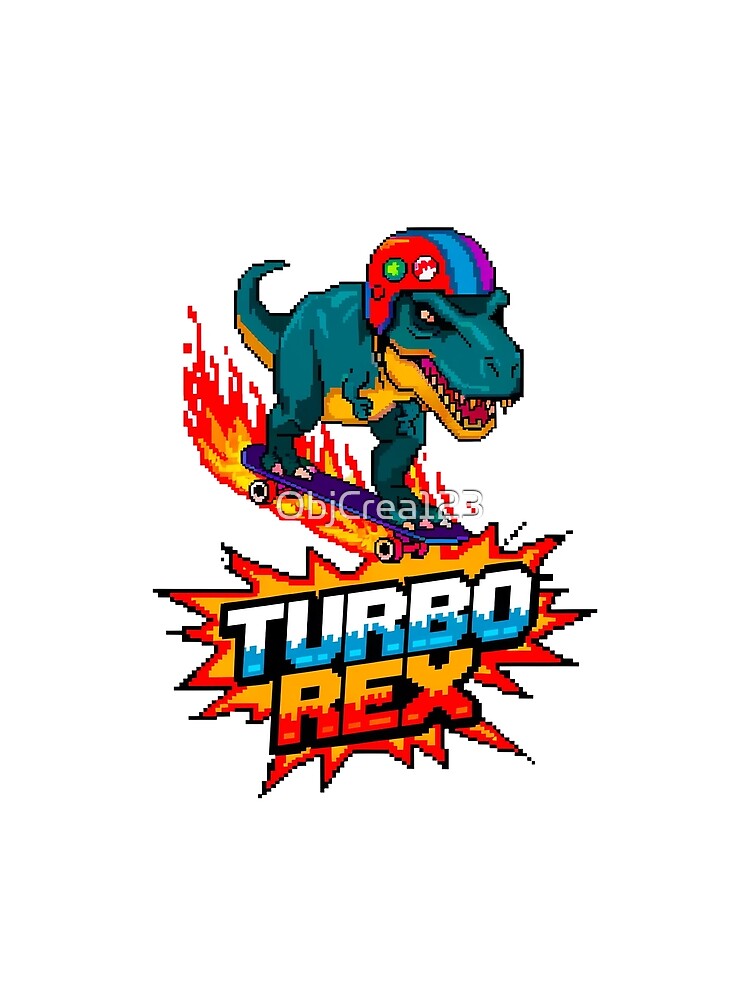 Turbo Rex - Skateboarding T-Rex Pixel Art by ObjCrea123