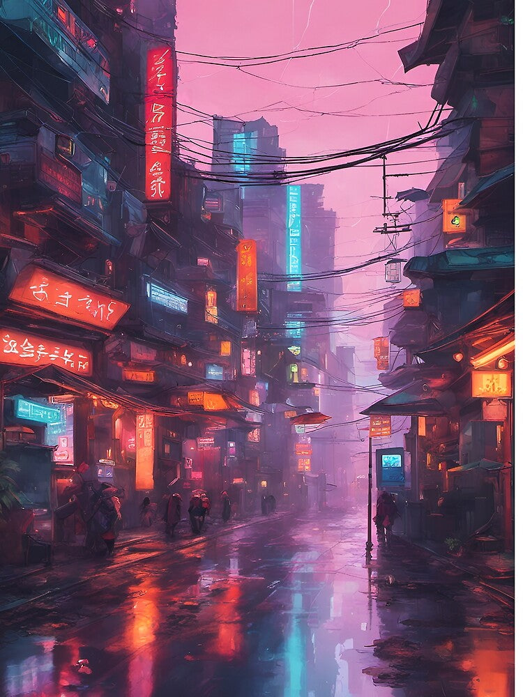 Neon punk street on a rainy afternoon by GraphicHabitatt
