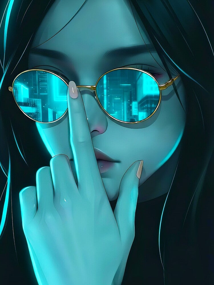 Neon City Reflections Cyberpunk Girl by abanoubnabil