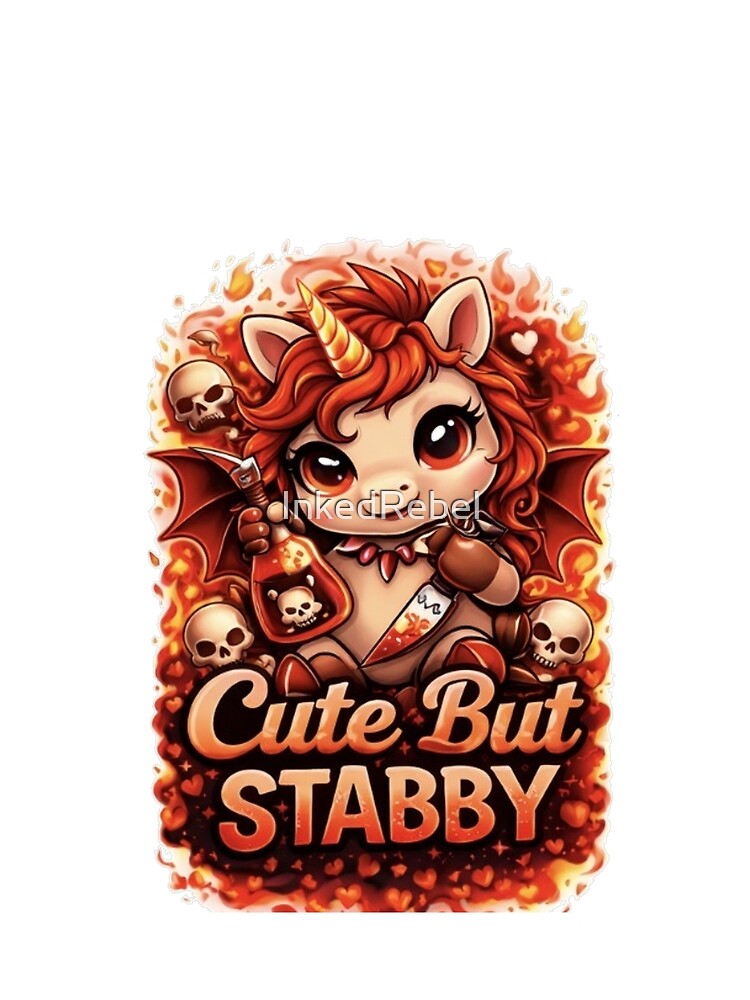 Cute But Stabby Red Unicorn Dark Cute Gothic Aesthetic by InkedRebel