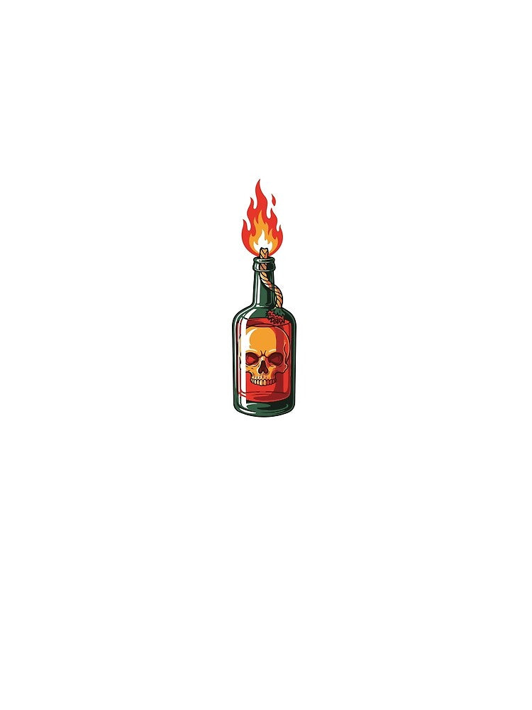 Flaming Molotov Cocktail with Skull Inside Illustration by AinulArtStor