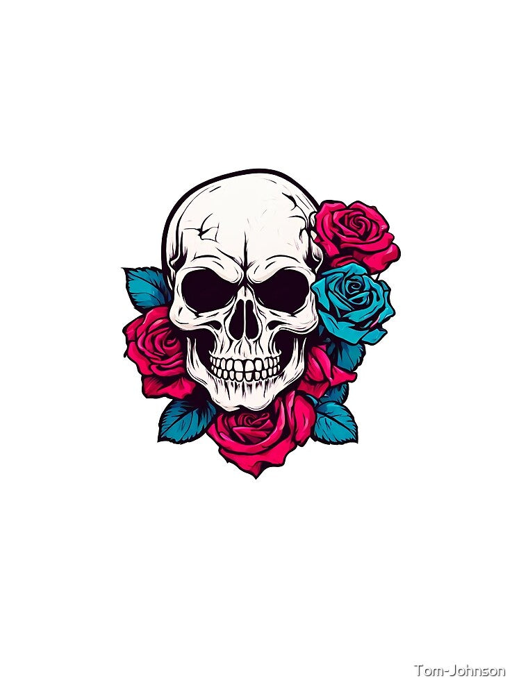 Retro Roses on Punk Skull 2 by Tom-Johnson
