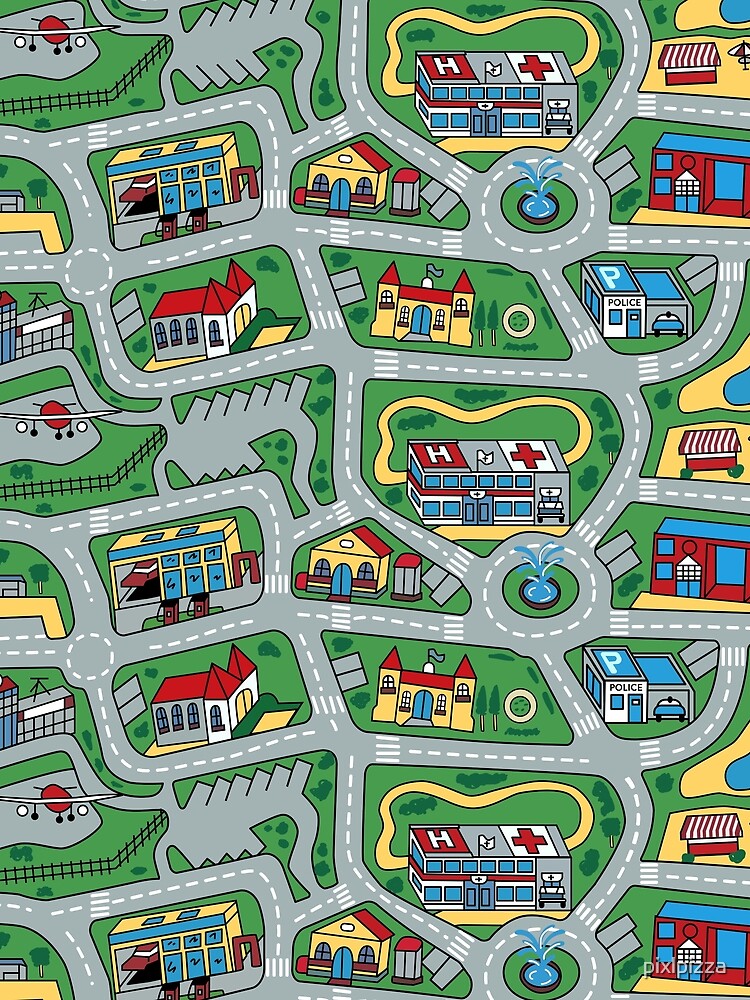 Car City Carpet Road Rug 90s Nostalgic Toy by pixlpizza