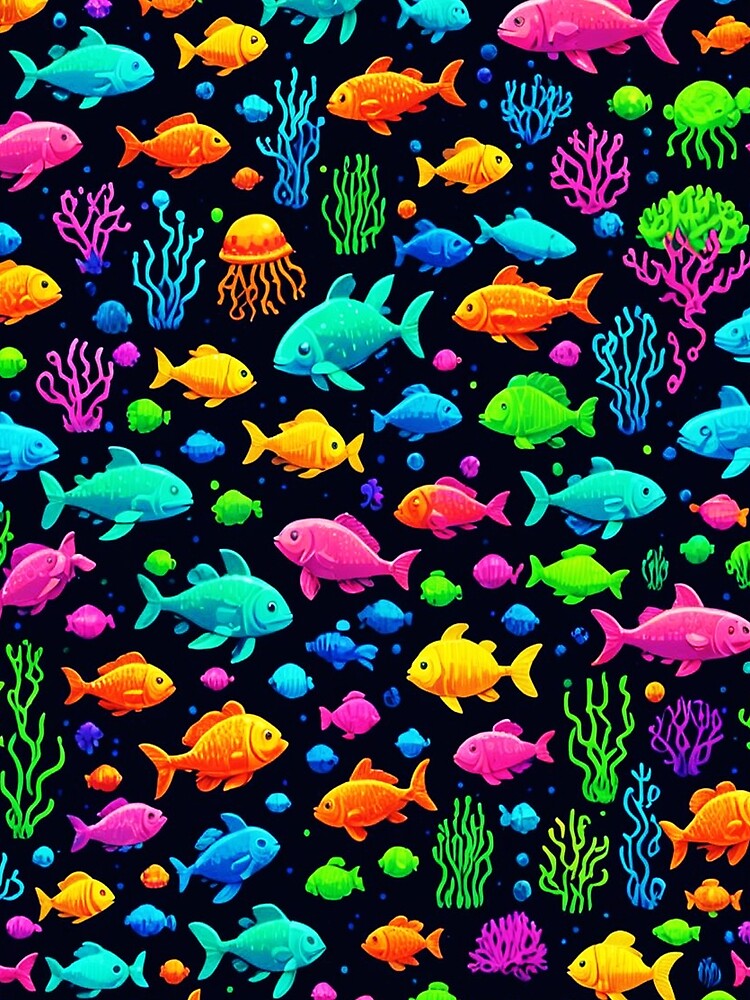 8bit Neon Sea by MixedMediaPrint
