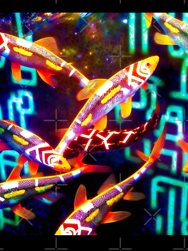 Cyberpunk Neon City Koi 1 by moonbaseone