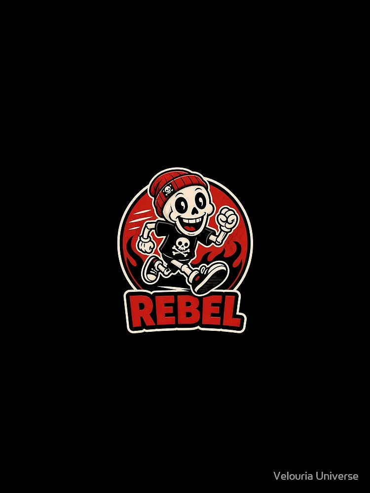 Rebel - Retro Cartoon Skeleton Vintage Mascot Skater Art by Velouria Universe