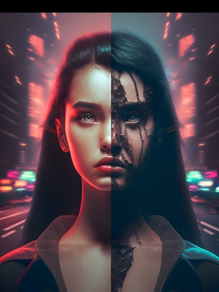 Double Exposure Cyber Girl by ArtAT