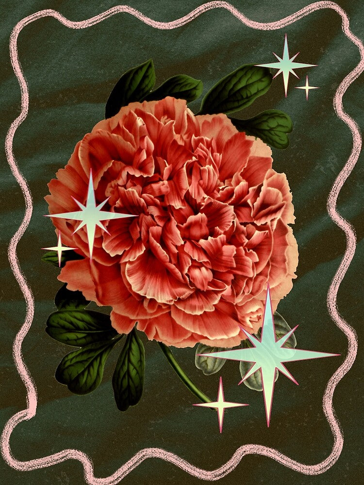 Vintage Orange Red Flower by bowsbotanicals