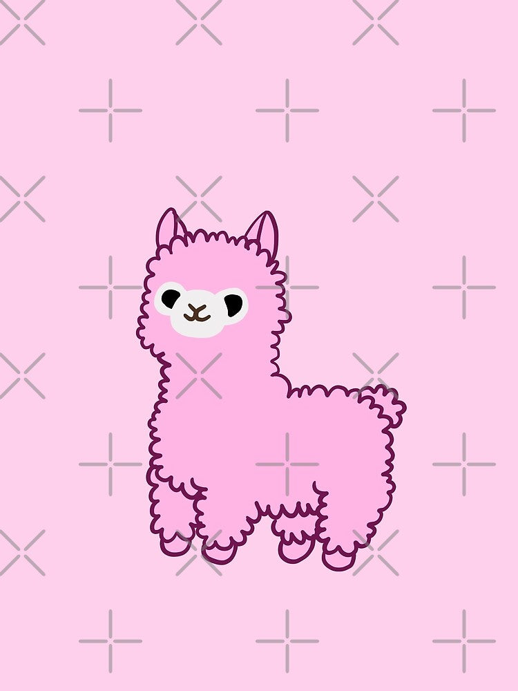 Cute Little lama pink background | Eva Kiseleva by Eva Kiseleva