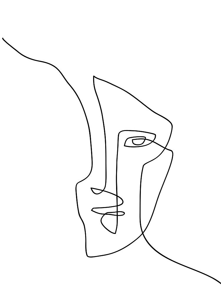 Abstract Face Illustration - One Line Art by TheRedFinch